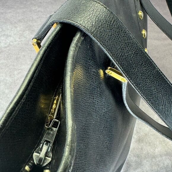 Yves Saint Laurent Studded Y Black Leather Tote Bag Large - Picture 6 of 15